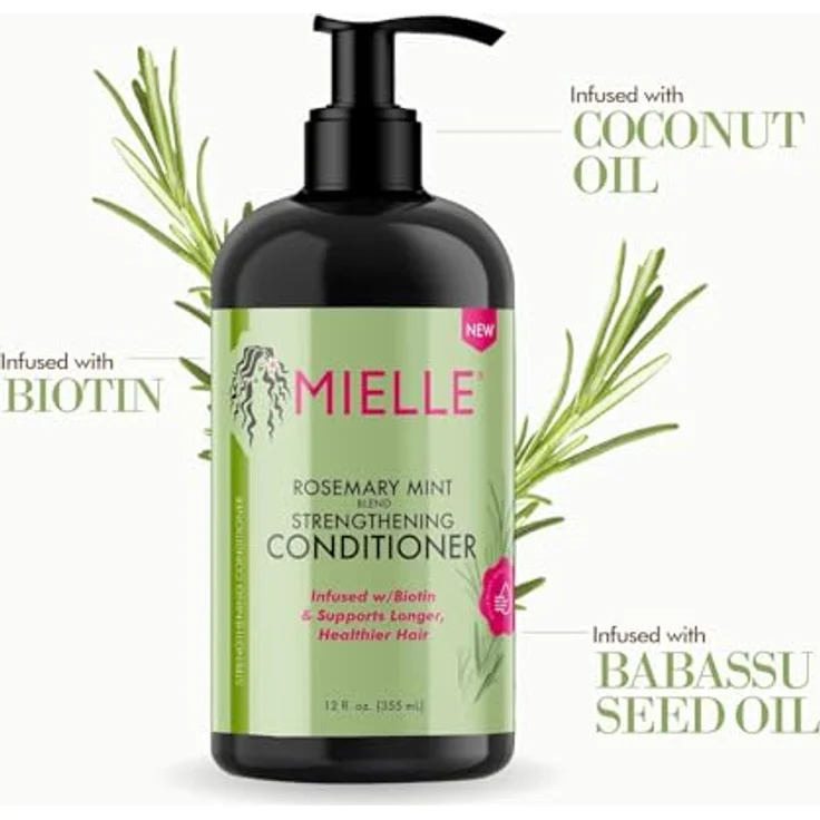Mielle Organics Conditioner, Strengthening, 340.2 g, angereichert mit Rosmarin, Minze und Biotin, Sulfat- und Parabenfrei – Bild 3