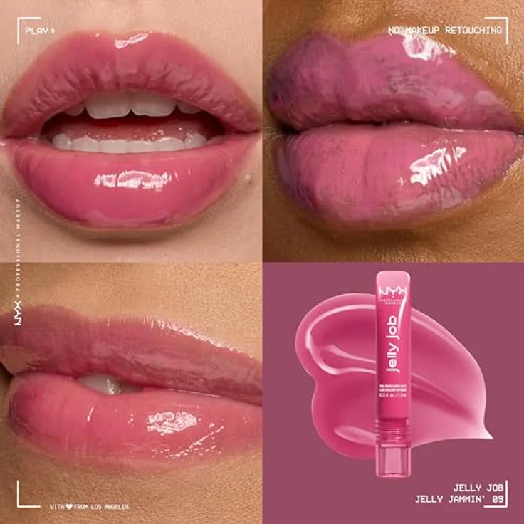 NYX PROFESSIONAL MAKEUP Jelly Job Peptide Infused Jelly Gloss, voluminöser Glanz für hochglänzende Lippen, Jelly Jammin' – Bild 2