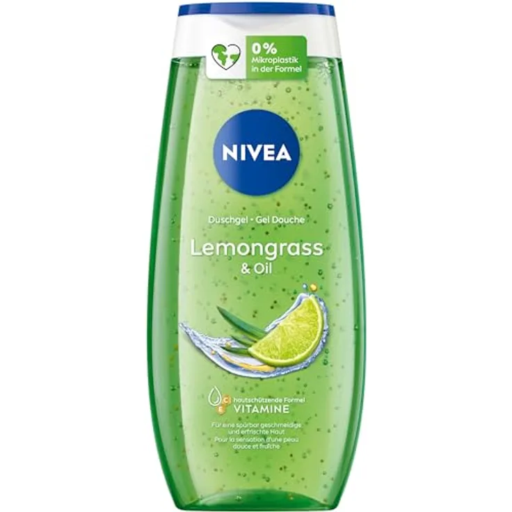 NIVEA Lemongrass & Oil Duschgel (250 ml), pH-hautneutrale Pflegedusche mit belebendem Zitronengras-Duft, verwöhnende Dusche mit pflegenden Ölperlen