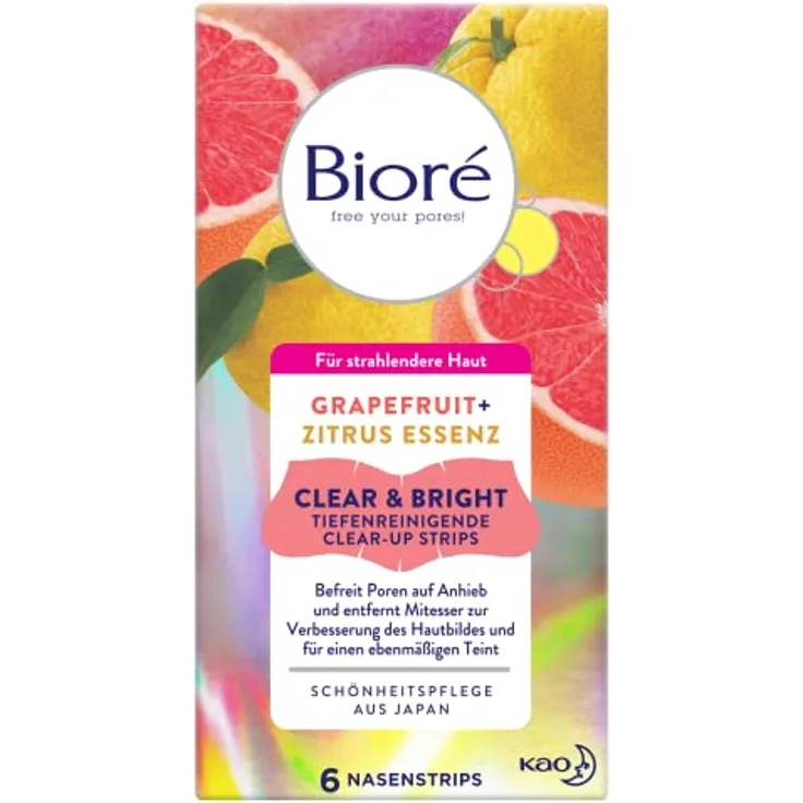 Bioré Clear & Bright Tiefenreinigende Clear-up Strips Mitesser Strips 6 Stk