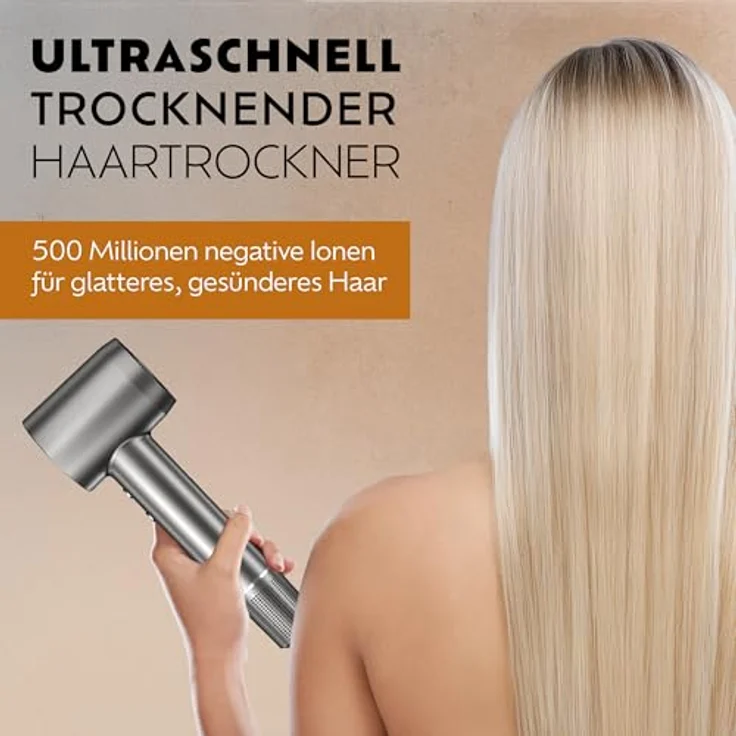Ted Hilley VelvetDry Ionischer Haartrockner mit 500 Mio. Ionen, 5 Temperaturstufen, Thermo-Control, Anti-Frizz und Schnelltrocknung – Bild 3