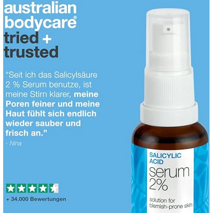 Australian Bodycare Salicylic Acid Serum, Gesichtsserum für fettige und problematische Haut mit 30 ml Salicylsäure, reduzieren Talgproduktion und verfeinern Poren – Bild 5
