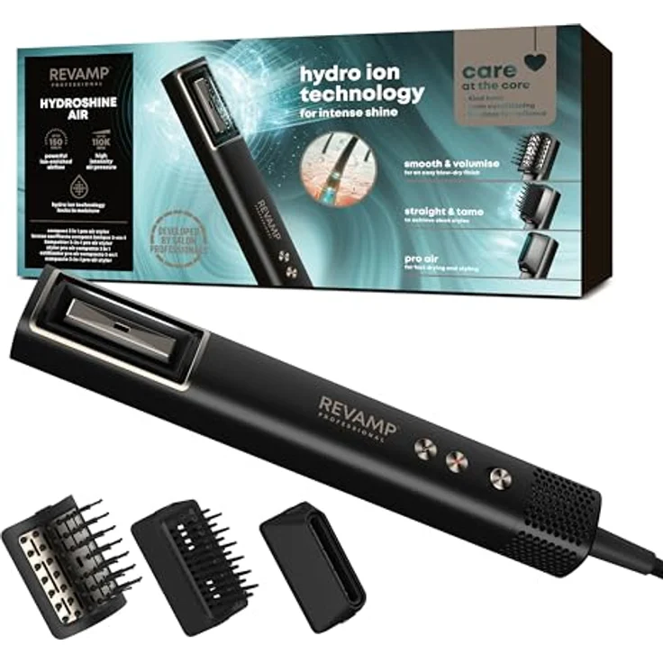 Revamp Professional Styler HydroShine Air Compact 3 in 1 Pro DR-2750-EU, Warmluftbürste mit Hydro-Ionentechnologie zum Frisieren, Glätten und Stylen, kompakt und leicht – Bild 1