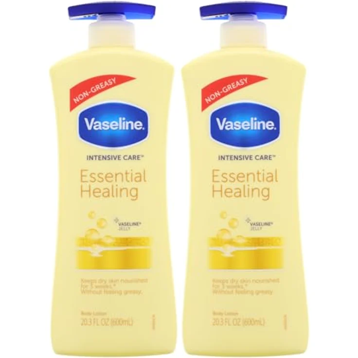 Vaseline Intensive Care Essential Healing Bodylotion, 2x 600ml, reichhaltig, nicht fettend, spendet Feuchtigkeit, klinisch getestet – Bild 1