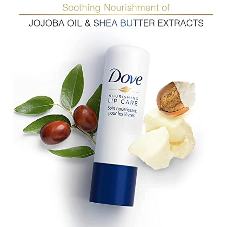 Dove Nourishing Lipcare, Lippenbalsam 4,8g mit Sheabutter und Jojobaöl, langanhaltende Feuchtigkeit für trockene Lippen – Bild 4