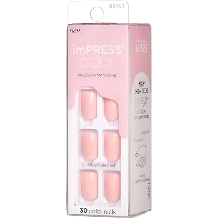 KISS imPRESS Color Short, selbstklebende künstliche Fingernägel, Pick Me Pink, 30 St. mit Gelnägel-Effekt – Bild 2