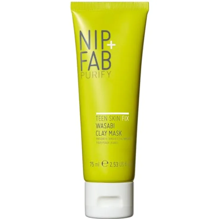 Nip+Fab Teen Skin Fix Wasabi Clay Mask, 75 ml, Purifies Congested Pores with Kaolin Clay and BHA Salicylic Acid, Healing and Moisturizing Formula, Creamy Texture, Enriched with Avocado Oil, Soothing Plant Extracts