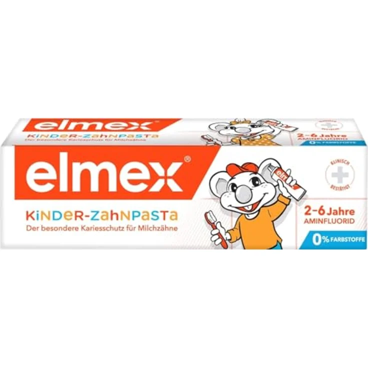 Elmex Kinder-Zahnpasta mit Fluorid, 50 ml, für saubere und gesunde Zähne – Bild 3