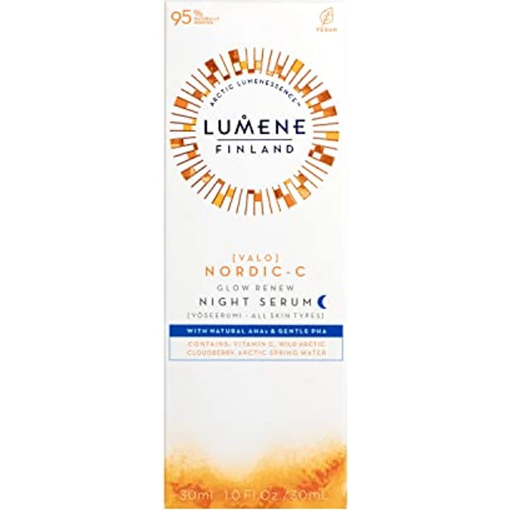 LUMENE NORDIC-C [VALO] Glow Renew Night Serum 30ml, Gesichtscreme zur Übernacht-Renovierung des Glanzes – Bild 2