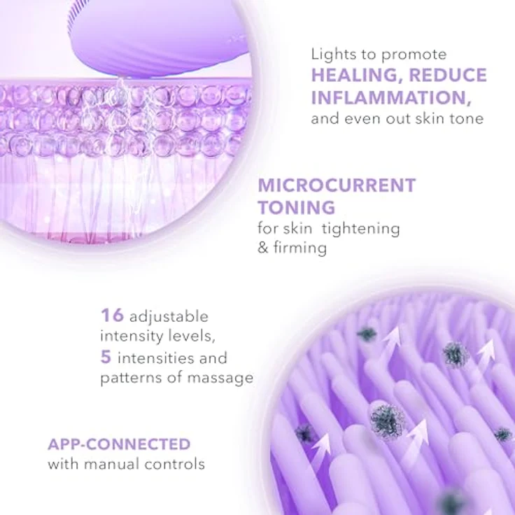 FOREO Elektrische Gesichtsreinigungsbürste LUNA™ 4 plus sensitive skin, 4-in-1 Gesichtsreinigungsgerät mit Wärme, LED-Licht und Massage, Rosa – Bild 4