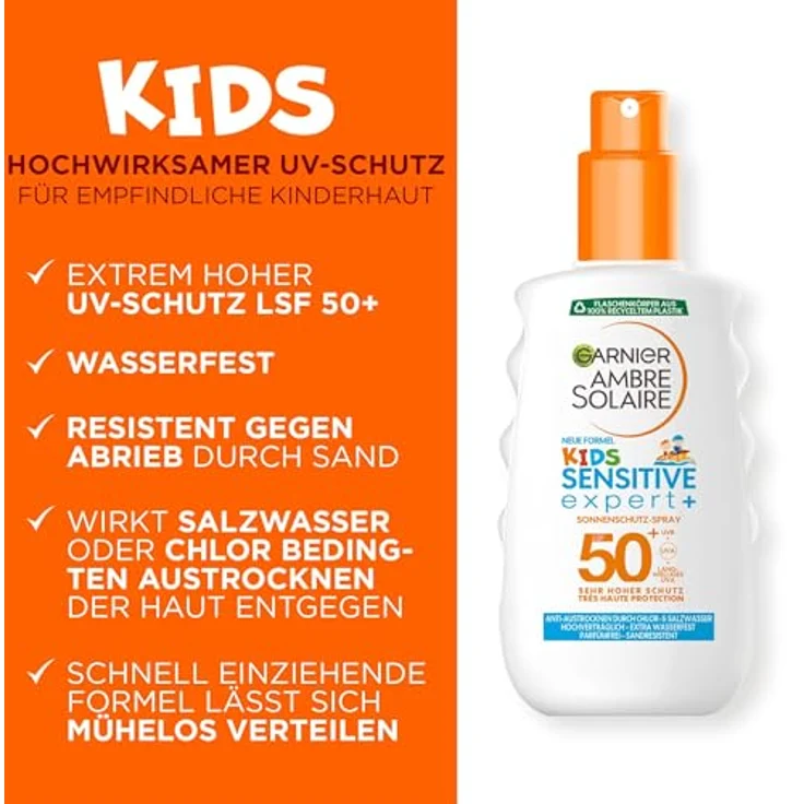 Garnier Ambre Solaire Garnier Ambre Solaire Kids Sensitive Spray LSF50 Sonnenspray 200 ml – Bild 2