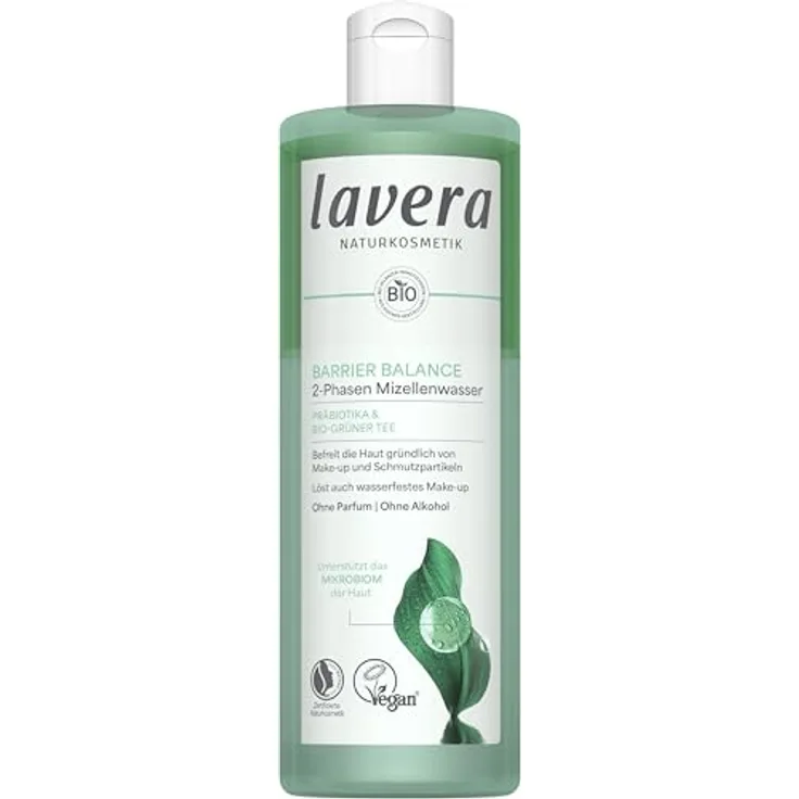 lavera Barrier Balance Mizellenwasser - 2-Phasen - ohne Alkohol - ohne Parfüm - löst wasserfestes Make-Up - sanft zu Hautbarriere - Präbiotika - vegan - Naturkosmetik - 400 ml