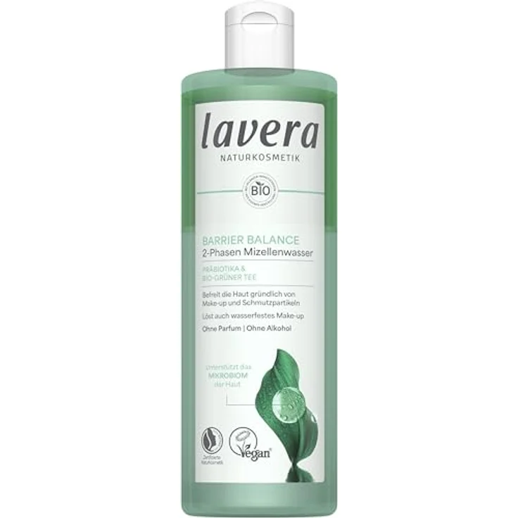 lavera Barrier Balance Mizellenwasser - 2-Phasen - ohne Alkohol - ohne Parfüm - löst wasserfestes Make-Up - sanft zu Hautbarriere - Präbiotika - vegan - Naturkosmetik - 400 ml – Bild 1