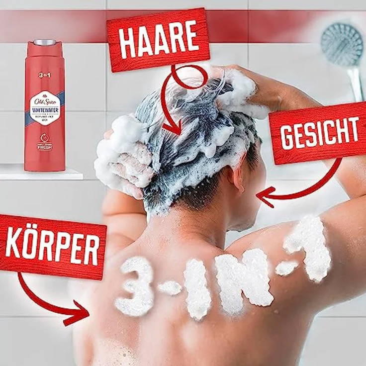 Old Spice Captain Duschgel & Shampoo Für Männer 1000 ml, 3-in-1 Körper-Haar-Gesichtsreinigung, Lang Anhaltend Frisch – Bild 5