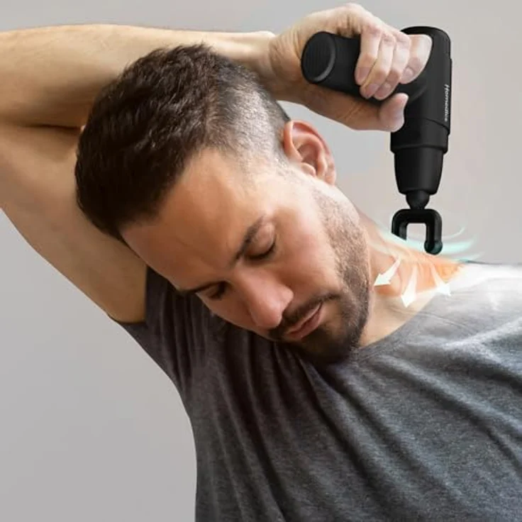 Homedics PGM-45BK NOVO Mini Massage Gun, Massagepistole mit 6 Stufen und 60 Minuten Laufzeit, schwarz – Bild 3