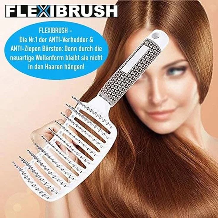FLEXIBRUSH Profi Haarbürste ohne Ziepen Entwirrbürste Kammbürste, für Damen, Herren & Kinder, entwirren Bürste Anti Tangle Detangler Kamm – Bild 2