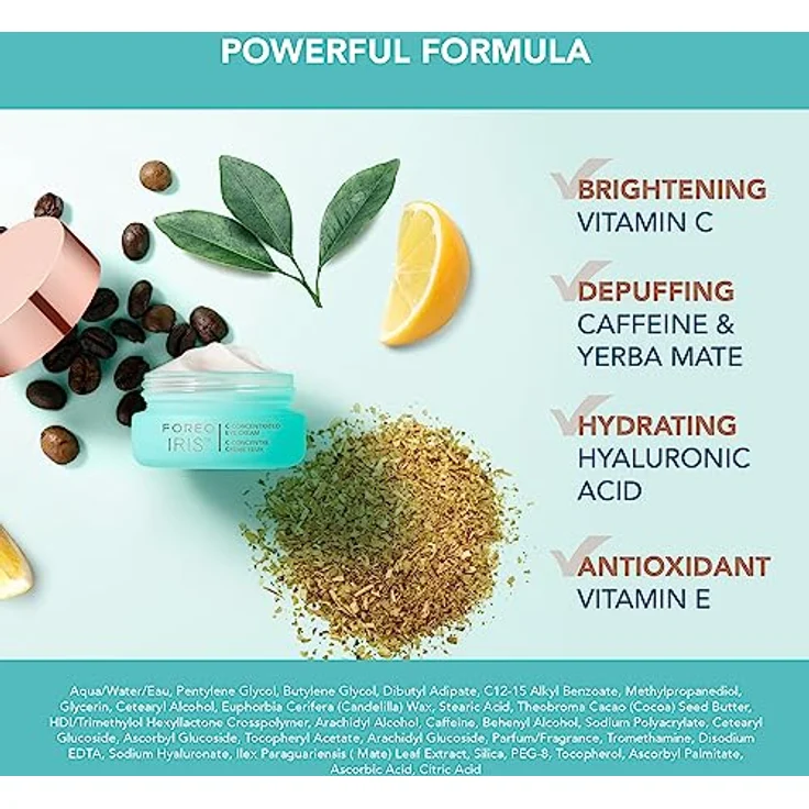 FOREO IRIS Vitamin C Eye Cream - Augencreme Gegen Falten und Augenringe - Vitamin E - Koffein - Hyaluronsäure - Yerba Mate - Kakaobutter - Vegan Kosmetik - Augenringe Entfernen und Tränensäcke - 15 ml – Bild 3