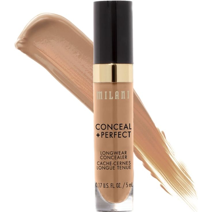 Milani Conceal + Perfect Longwear Concealer, 5 ml, wasserfeste Formel für gleichmäßigen Hautton, Nr. 140 - Pure Beige