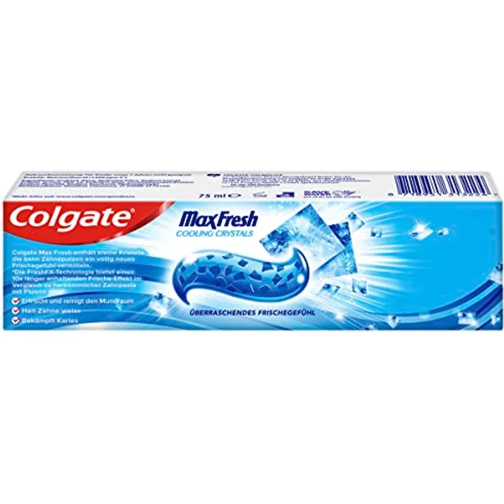 Colgate Max Fresh Cooling Crystals, Zahnpasta mit 10x längerer Frische, 75 ml, bekämpft Karies und Mundgeruch, für gesunde und weiße Zähne – Bild 3