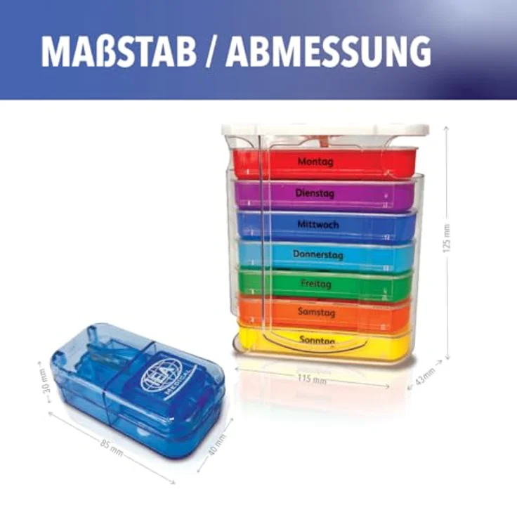 IEA Medical Medikamentenbox Set – kompakte Box mit Tablettenzerkleinerer, ideal für Reisen, Pflege, Alltag & sichere Medikamentenaufbewahrung – Bild 7