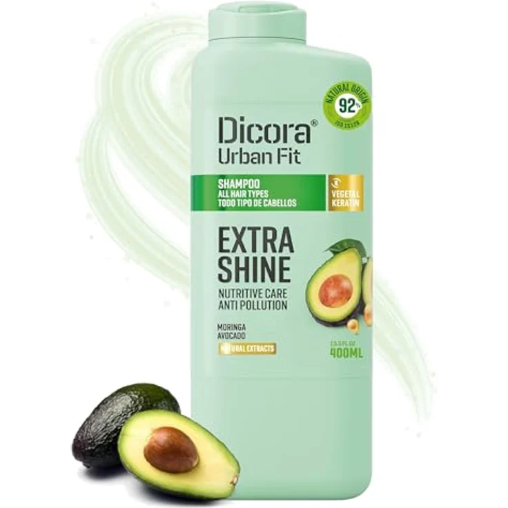 Dicora UrbanFit Smooth&Shine Shampoo, 365 ml, für alle Haartypen mit Avocadoöl und Moringa, Cruelty-Free, 0% Silikon und Keratin – Bild 1
