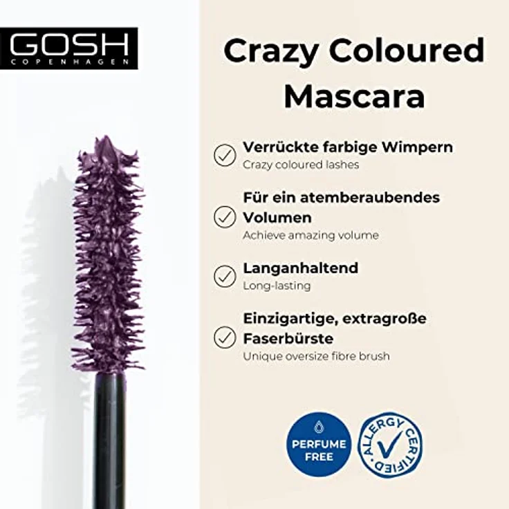 Gosh Boombastic Volumen-Mascara für geschwungene Wimpern, 006 Dusty Violet, 13 ml – Bild 2
