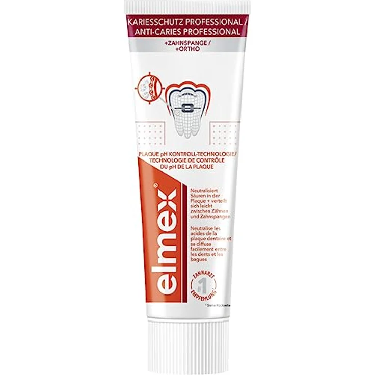 elmex Zahnpasta Kariesschutz Professional + Zahnspange 75ml, 8-18 Jahre, ELMEX – Bild 2
