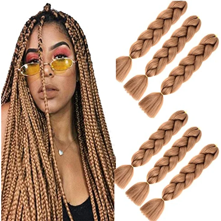 Shangxiu Jumbo Braiding Hair, Kunsthaar Extensions, 24" (60cm), braun, weich und langlebig, 600g, ideal für DIY Frisuren – Bild 1