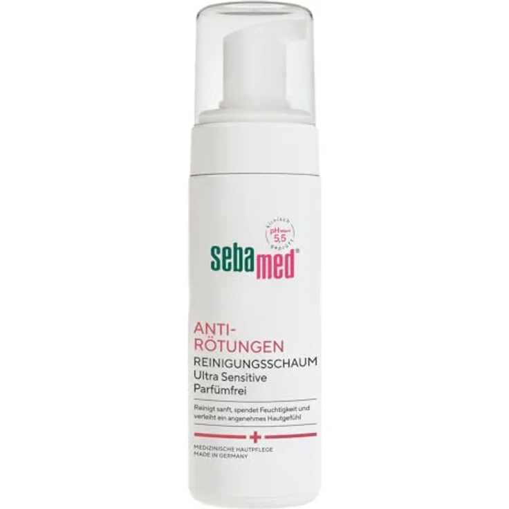 Sebamed Anti-Rötungen Reinigungsschaum, 150 ml, parfumfrei, für Rosacea Gesichtspflege, mildert Rötungen – Bild 1