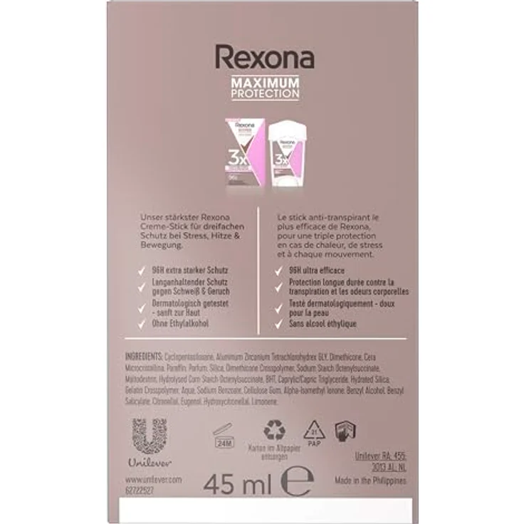 Rexona Maximum Protection Anti-Transpirant Cremestick für langanhaltende Frische Confidence 48-Stunden-Schutz 45 ml – Bild 5