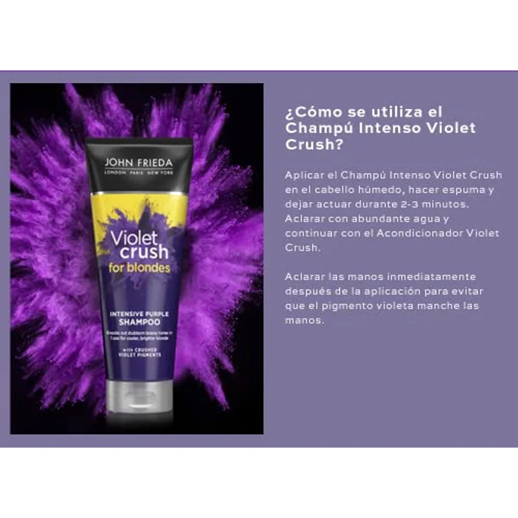John Frieda Violet Crush Intensiv Purple Shampoo für brasses, blondes Haar, 250 ml – Bild 4