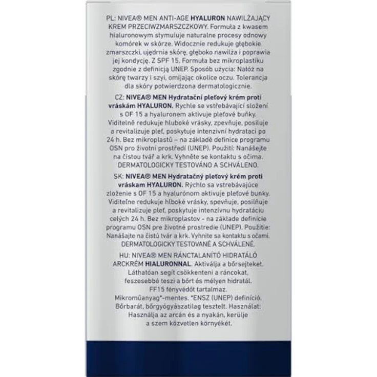 Nivea Men Hyaluron Anti-Age SPF15 Feuchtigkeitsspendende Anti-Aging-Creme 50 ml für Männer – Bild 2