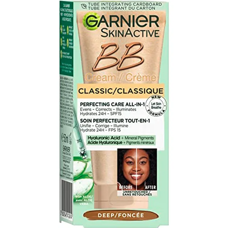 Garnier SkinActive BB Cream Classic Perfektionierende All-In-1 Pflege Dunkel mit LSF 15 Aloe Vera und Hyaluronsäure, 50 ml