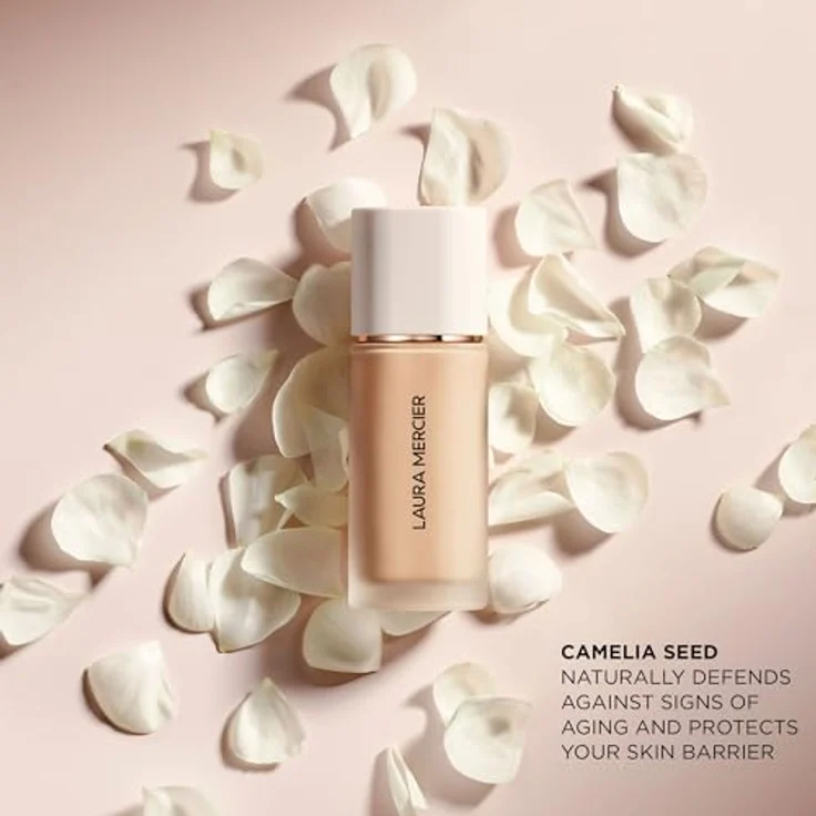 Laura Mercier REAL FLAWLESS FOUNDATION, wasserfeste Foundation mit aufbaubarer Deckkraft, 29 ml, 1W1 Cshmre – Bild 7