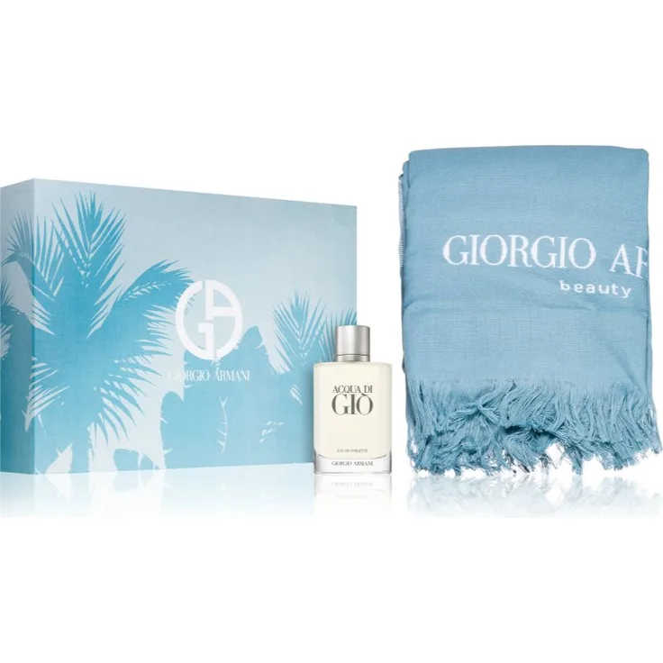 Armani Acqua di Giò Geschenkset für Herren, Eau de Toilette 100 ml und Handtuch, frischer Duft ideal für warmes Wetter
