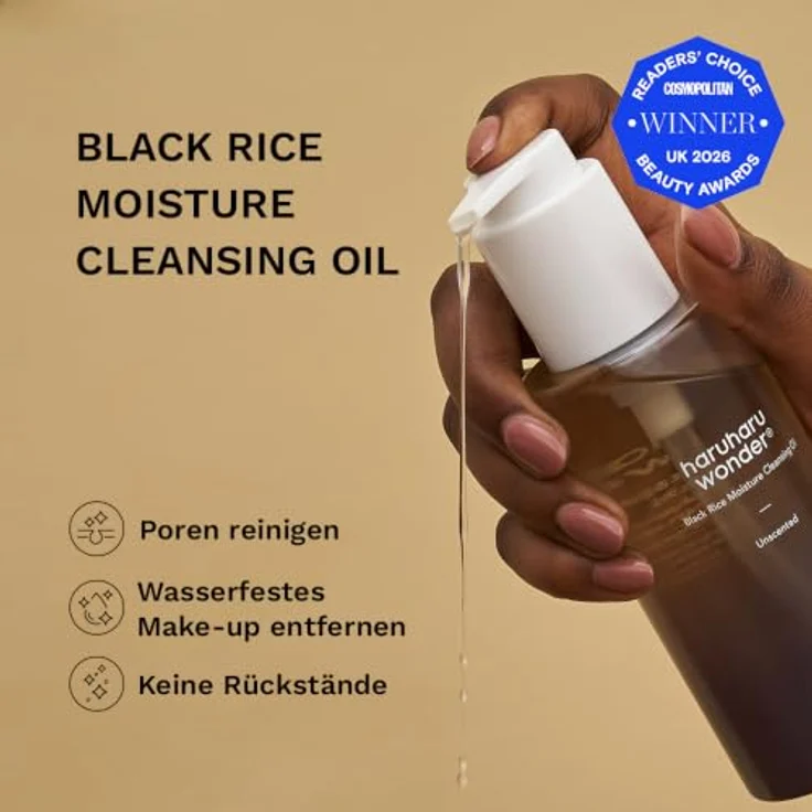 Haruharu Wonder Black Rice Moisture Öl, Gesichtsreinigung für empfindliche Haut, 150 ml, vegan, feuchtigkeitsspendend, parfümfrei – Bild 2