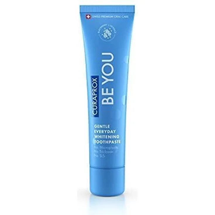 Curaprox Be You Brombeere Whitening-Zahnpasta mit Geschmack von Brombeere und Süßholz, mit Menthol, vegan, 950 ppm Fluorid, RDA 50, blau, 60 ml – Bild 3