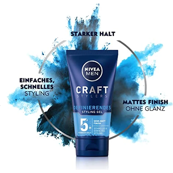 Nivea Men Craft Stylers Definierendes Styling Gel, Haargel mit Semi-matt Finish, schnelles und einfaches Haarstyling mit starkem Halt, 1er-Pack (1 x 150 ml) – Bild 3