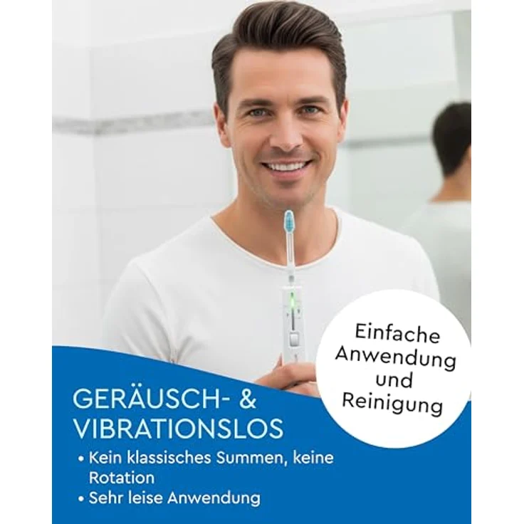 emmi-DENT Ultraschall Aufsteckbürsten PM2, 2er Set in Blau & Rot, Ersatzbürsten für Platinum Zahnbürste, sanfte Reinigung für Spangenträger, kompatibel mit emmi-DENT Ultraschall Platinum-Serie – Bild 4
