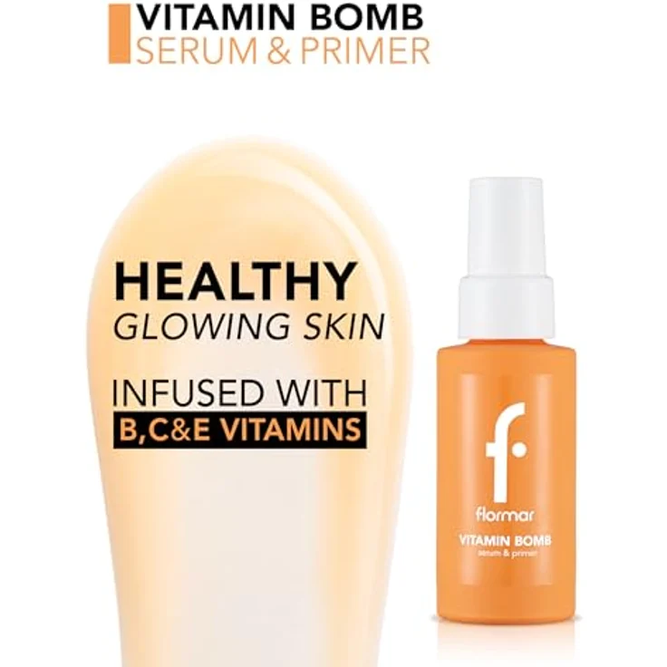 flormar Vitamin Bomb Serum&Primer, aufhellendes Gesichtsserum mit Vitaminen B, C, E, 30 ml, feuchtigkeitsspendend und make-up schützend – Bild 2