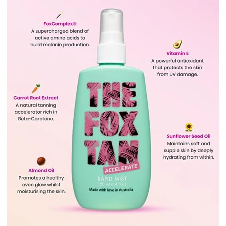 The Fox Tan Rapid Tanning Mist, Bräunungsbeschleuniger für Gesicht und Körper, vegan, 120 ml – Bild 2
