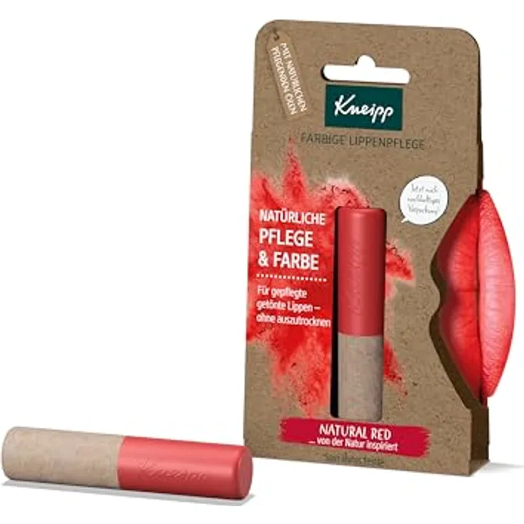 Kneipp Farbige Lippenpflege Natural Red, Lippenbalsam für Damen mit 100% natürlichen Inhaltsstoffen, 3,5 g
