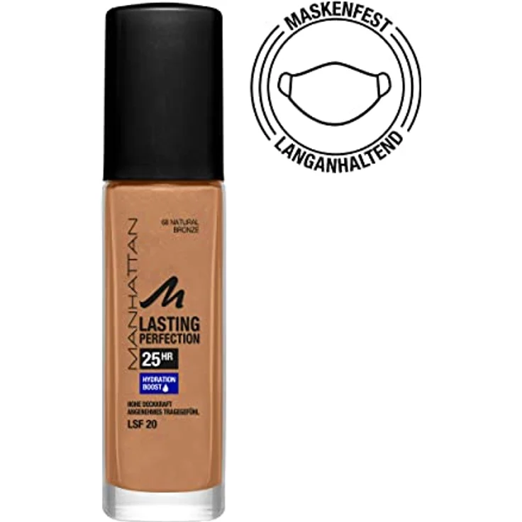 Manhattan Lasting Perfection 25 Stunden Make up, Natural Bronze 68, feuchtigkeitsspendende Foundation, langanhaltend, hohe Deckkraft, für einen makellosen Teint, 30 ml – Bild 2