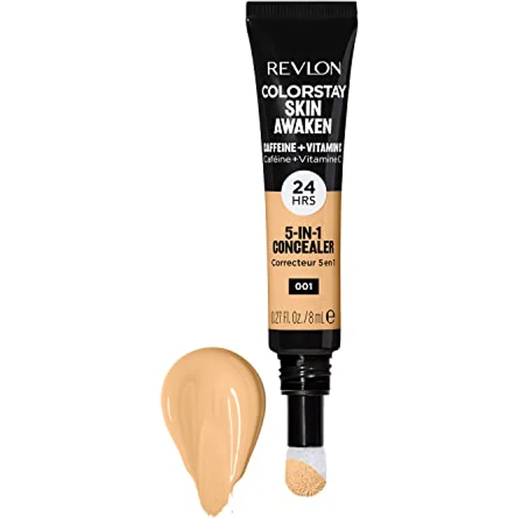 Revlon Colorstay Concealer, 30 g, Skin Awaken 5-in-1 Concealer, Koffein + Vitamin C, antibakterielle Schwammspitze, 24 Stunden lang wach aussehen, farblos – Bild 3
