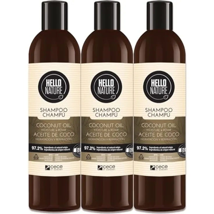 P-Beauty Naturkosmetik Repair Shampoo Kokosöl, silikonfrei, vegan, mit Panthenol & Vitamin E, 3x300ml für trockenes & geschädigtes Haar, Anti-Frizz, Pflege mit Arganöl & Jojobaöl
