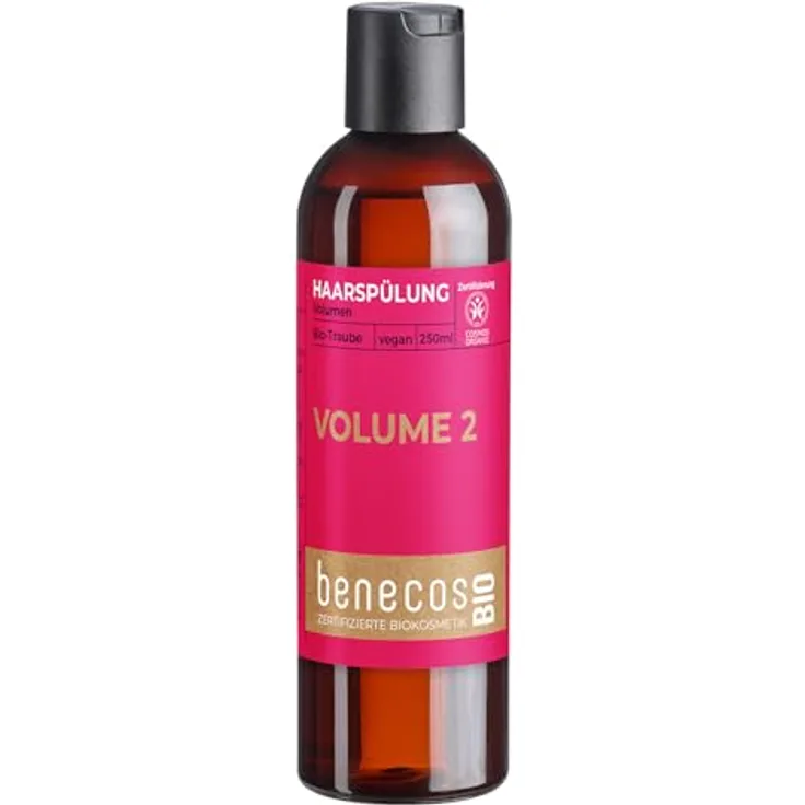 benecos BIO Haarspülung Normales Haar, VOLUME 2, 250 ml, vegan, recyceltes Plastik, COSMOS Organic zertifiziert