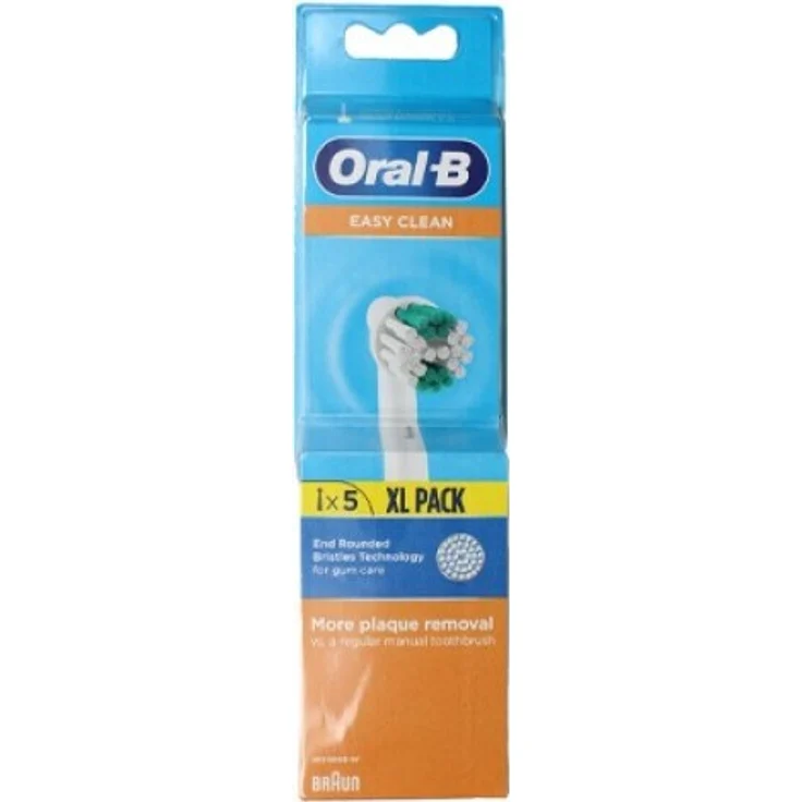 Braun Oral-B Easy Clean Aufsteckbürsten 5er-Pack, Ersatzaufsätze für Elektrozahnbürsten, sanfte Plaqueentfernung, kompatibel mit allen Oral-B Handstücken (außer iO- und Sonic-Serie)