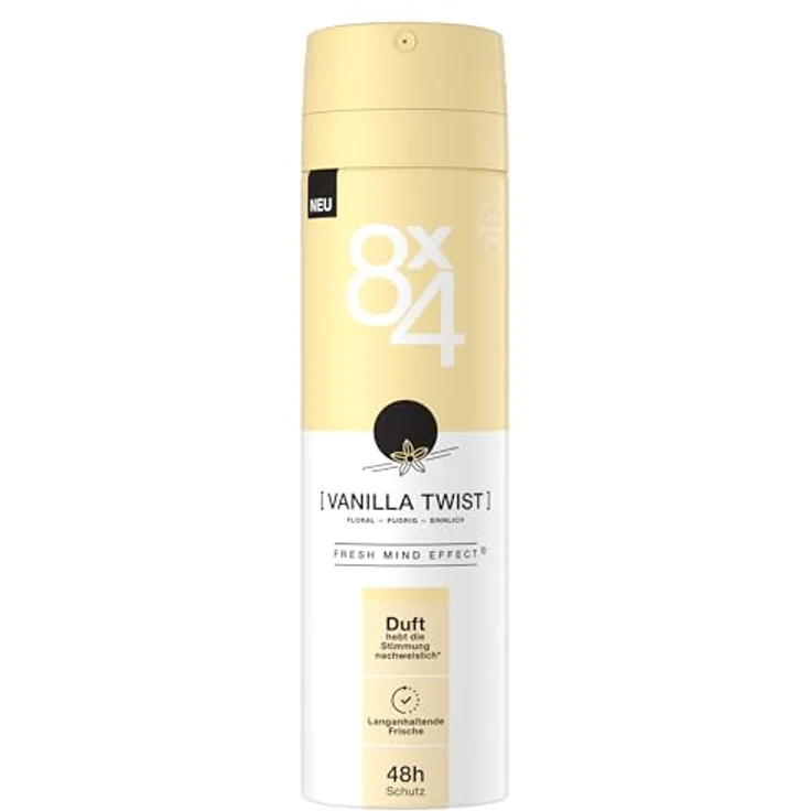 8X4 Vanilla Twist Deospray, Aluminiumfreies Deodorant mit pudrigem Vanille Duft, 48h zuverlässiger Schutz, 150 ml – Bild 5
