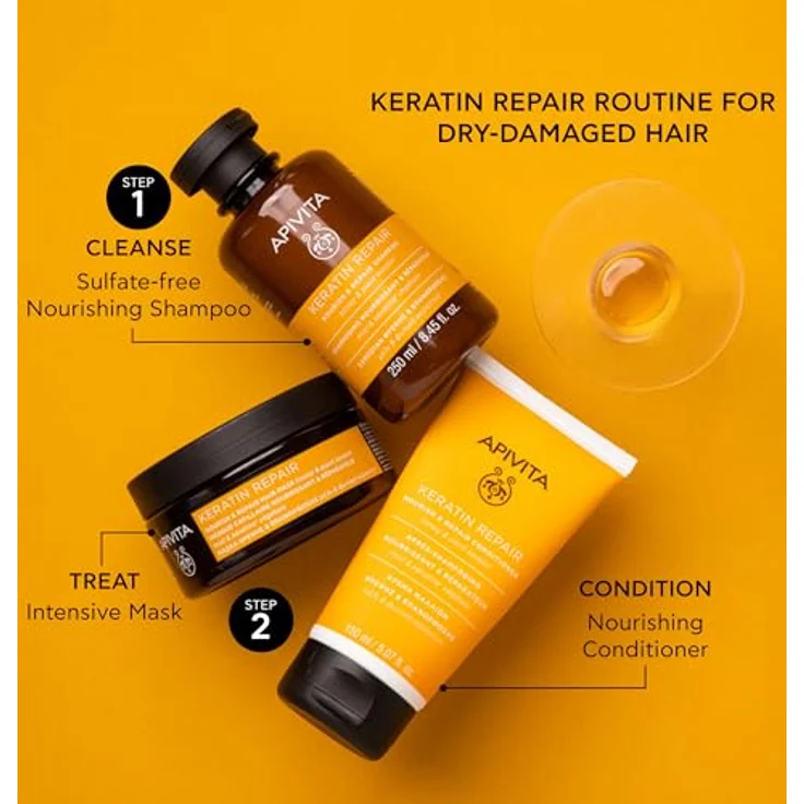 Apivita Keratin Repair Shampoo – Nährend & Reparierend mit Honig und Pflanzenkeratin 250ml, stärkt Haarstruktur – Bild 4