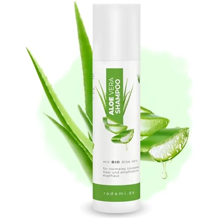 Radami Aloe Vera Shampoo, Bio Shampoo für trockenes Haar und empfindliche Kopfhaut, 250 ml